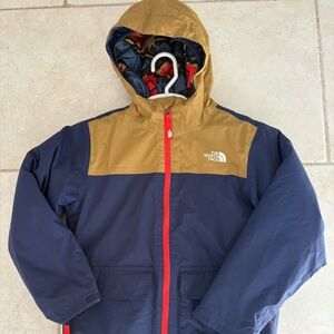 The North Face Kids' Blue and Brown Raincoat